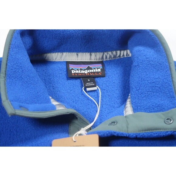 NWT Patagonia Pullover Mens Small Synchilla Snap T Lightweight Blue Sweater - Picture 3 of 7